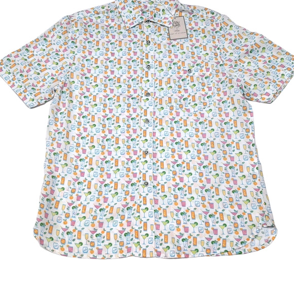 Age Of Wisdom Button Up Shirt Mens S White Multicolor Cocktails Print NEW NWT - Picture 5 of 13